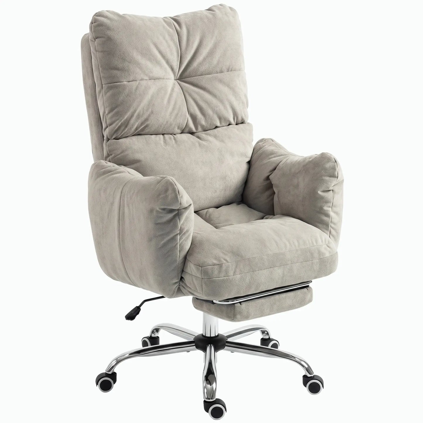 Ergonomic Reclining Gaming Chair With Foot Rest, Light Grey Office Chairs Light Grey at Gallery Canada
