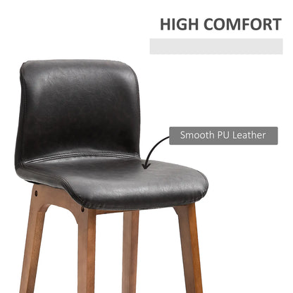 Modern Bar Stools Set of 2, Counter Height, PU Leather, Wooden Frame, Dark Brown Bar Stools at Gallery Canada