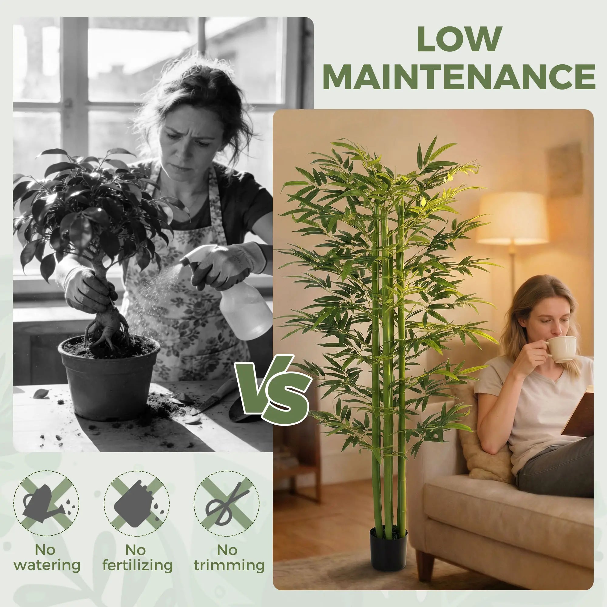 Indoor Fake Plants, Artificial Bamboo Tree with Adjustable Shape for Home Office Living Room Decor, Green Artificial Trees at Gallery Canada
