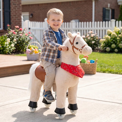 Kids Ride On Horse Toy, Plush Pony, Light Brown Rocking Horses at Gallery Canada