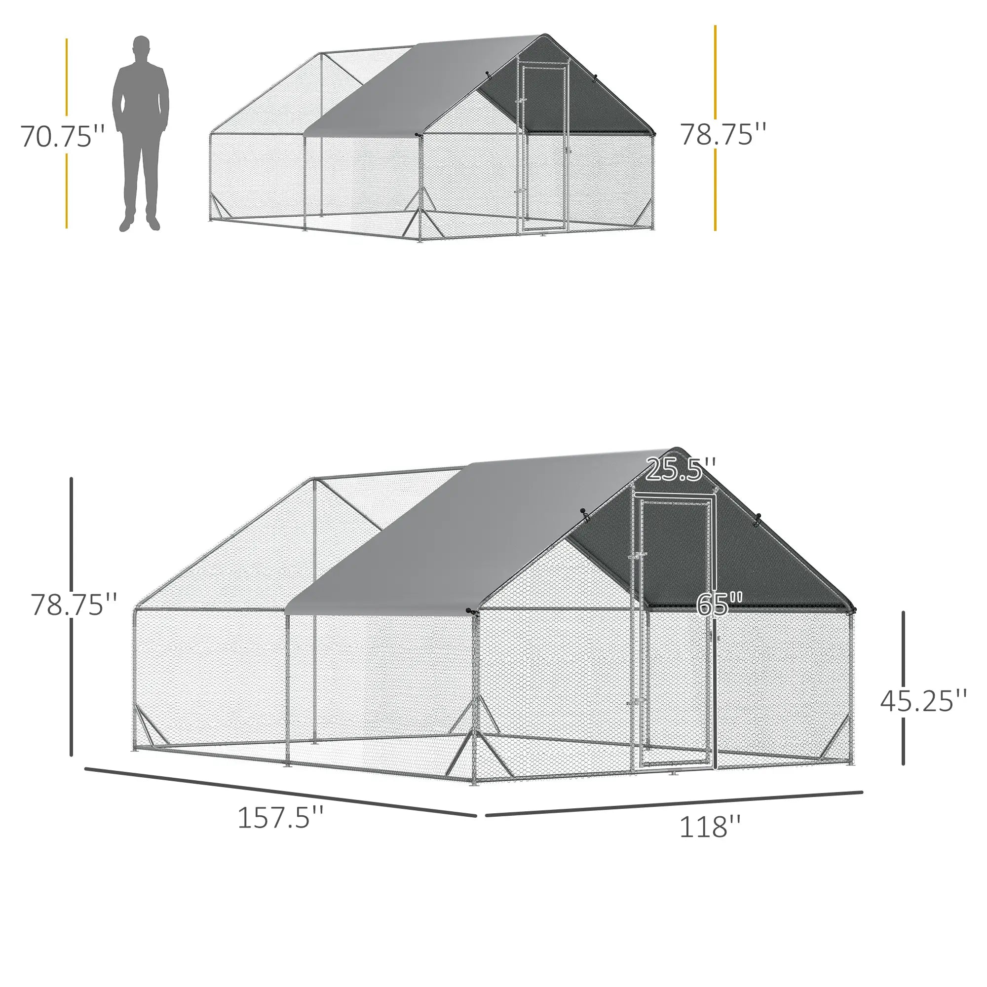 9.8' x 13.1' x 6.6' Chicken Coop, Outdoor Hen House, Cover, Lockable Door Chicken Coops at Gallery Canada