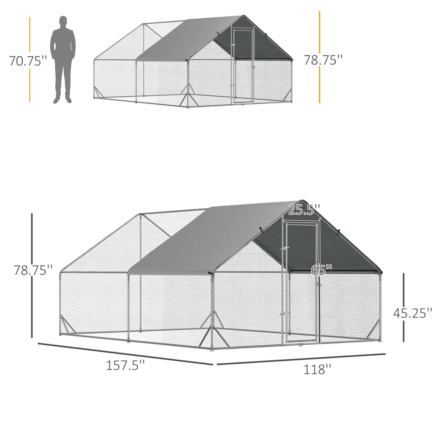 9.8' x 13.1' x 6.6' Chicken Coop, Outdoor Hen House, Cover, Lockable Door Chicken Coops at Gallery Canada