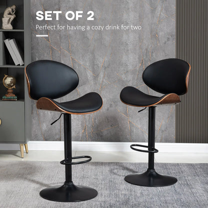 Modern PU Leather Swivel Bar Stools, Set of 2, Adjustable with Footrest, Black Bar Stools at Gallery Canada