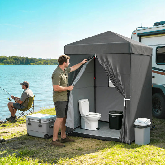5 x 5 ft Compact Pop Up Canopy Tent, UPF 50+ Changing Room, Portable Instant Privacy Canopy, Dark Grey Pop Up Canopies Dark Grey, Black at Gallery Canada