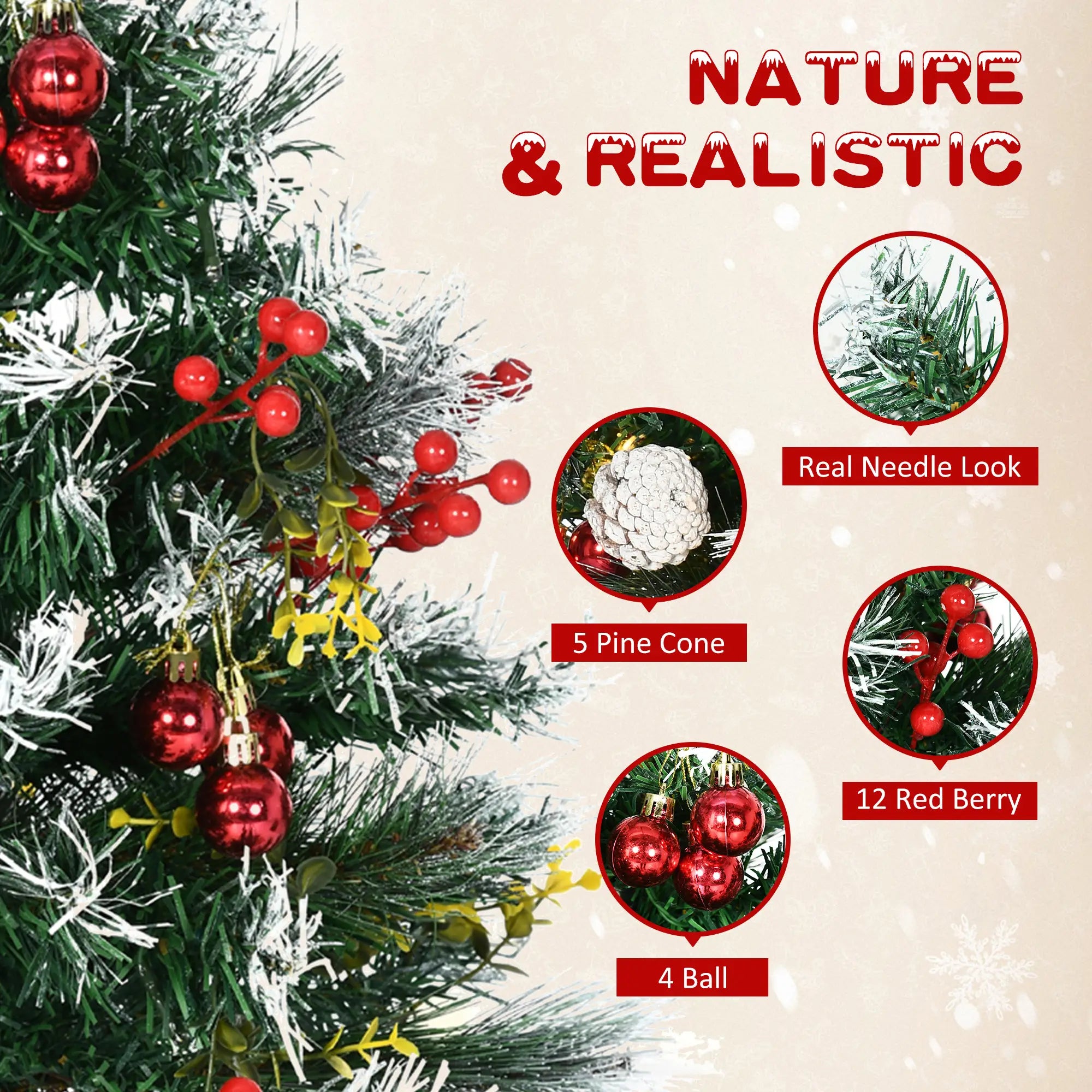 2 Foot Prelit Artificial Christmas Tree, 70 Branches, Warm White LED, Red Berries, Pine Cones, Green Pre Lit Christmas Trees at Gallery Canada