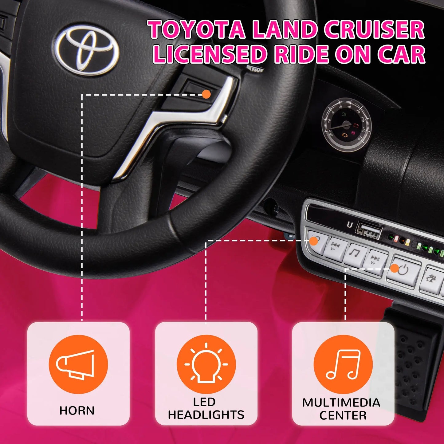 12V Licensed Kids Car, Remote Control, Four Wheel Spring Suspension, Pink Electric Toy Cars at Gallery Canada