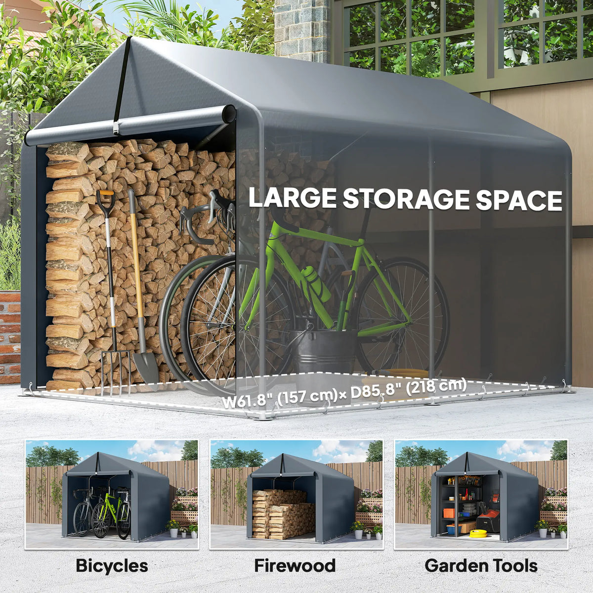 7'x5' Portable Outdoor Storage Shed, Dark Grey Sheds at Gallery Canada