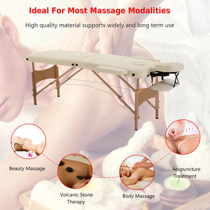 Height Adjustable Salon Spa Facial Couch, Folding Massage Table, Beige Portable Massage Tables at Gallery Canada