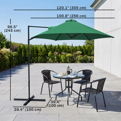 8.5FT Offset Patio Umbrella, 360° Rotation, Green Cantilever Umbrellas at Gallery Canada