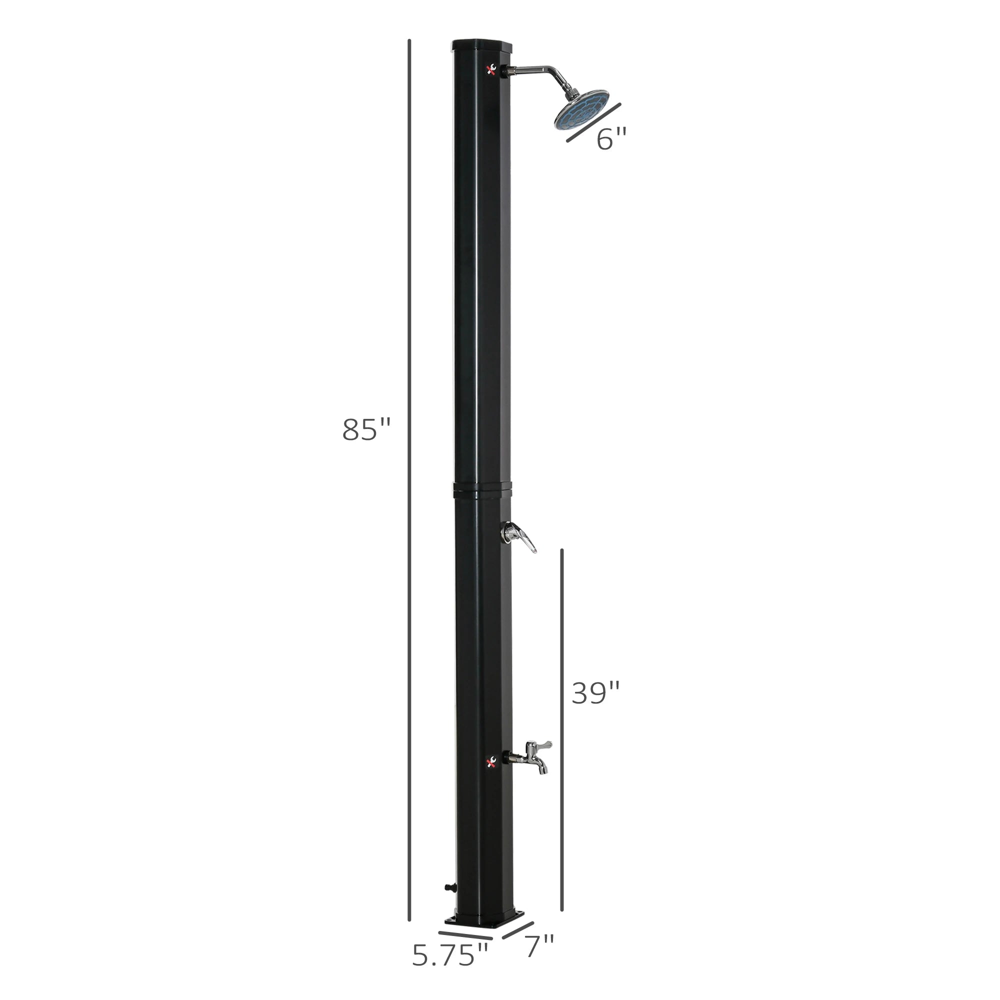 7ft Solar Heated Outdoor Shower, 360 Rotating Head, Adjustable Temperature Outdoor Swimming Pools & Hot Tubs at Gallery Canada