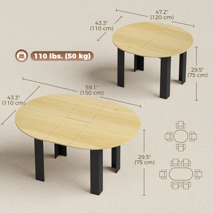 Extendable Round to Oval Dining Table, Oak Black, Black Dining Tables at Gallery Canada