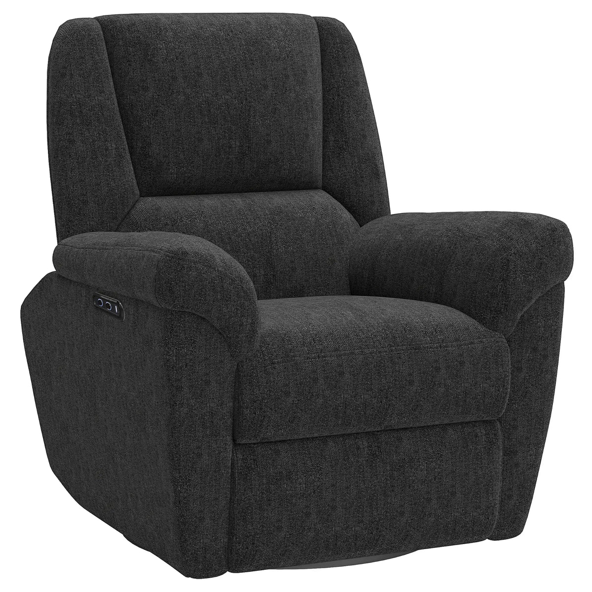 Power Recliner Chair, Fabric, USB Ports, Swivel & Rocking, Black Sofas & Reclining Chairs Black at Gallery Canada