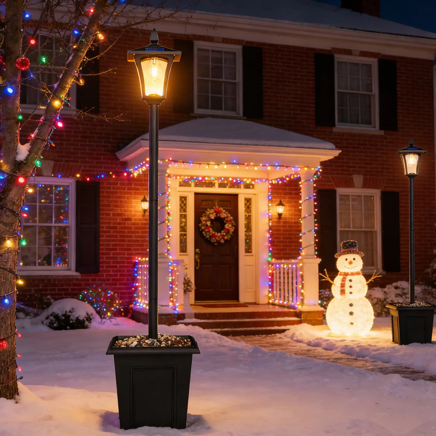 63" Solar Lamp Post Lights 2 Pack, Waterproof LED, Black Solar Post Lamps at Gallery Canada
