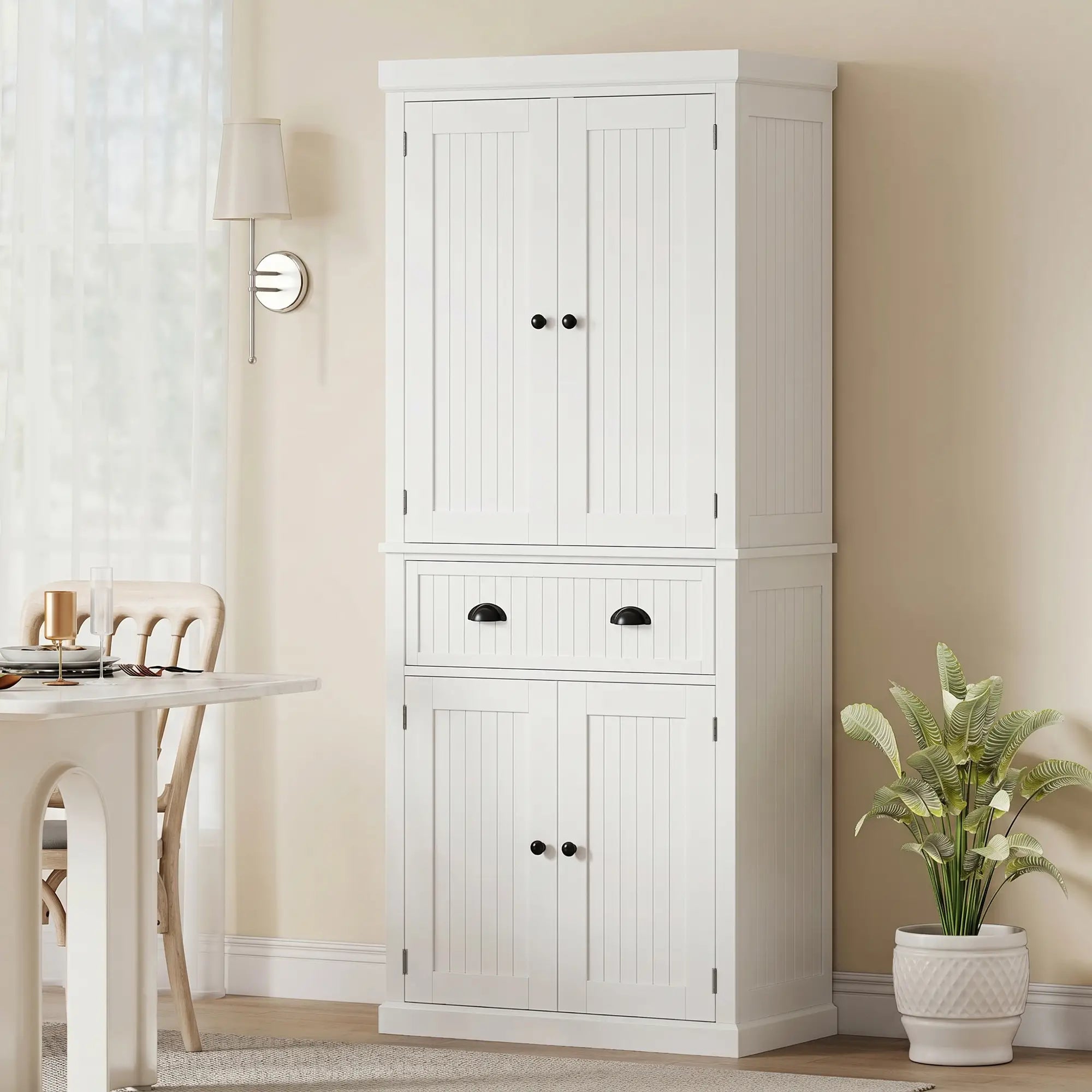 72 Inch Kitchen Pantry, Storage Cabinet with Drawer, White, White Kitchen Pantry Cabinets at Gallery Canada