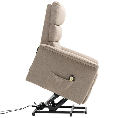 Power Lift Chair Recliner with Remote, Side Pockets, Brown