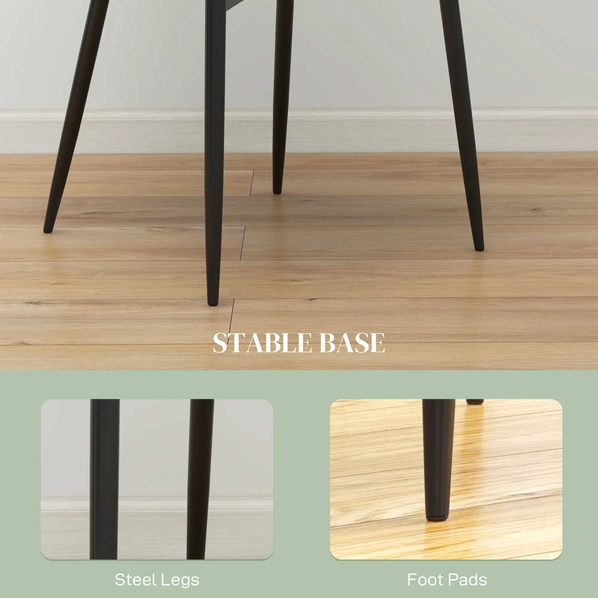 Modern Dining Chairs Set of 2, PU Leather, Metal Legs, Green Dining Chairs at Gallery Canada