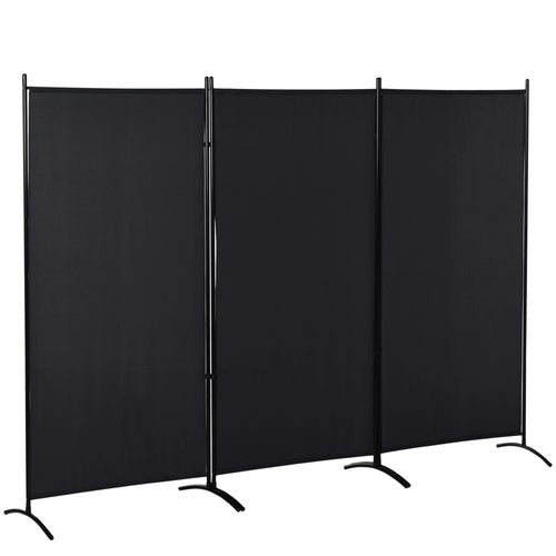 6' 3 Panel Room Divider, Double Hinged, Indoor Privacy Screen, Black