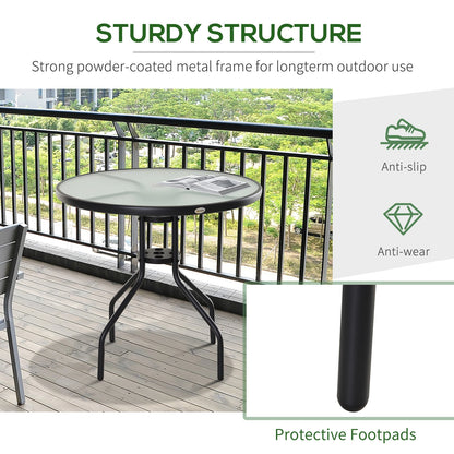 31.5" Round Outdoor Bistro Table, Tempered Glass Coffee Side Table Patio Side Tables at Gallery Canada