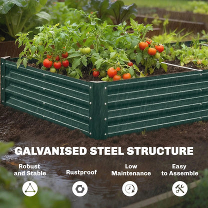12 x 4 x 1ft Galvanized Raised Garden Bed, Reinforced Outdoor Planter Box, Green Galvanized Planter Boxes at Gallery Canada