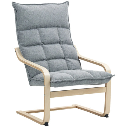 Modern Armchair, Upholstered Accent Chair, Curved Leg, Light Grey Accent Chairs Light Grey at Gallery Canada