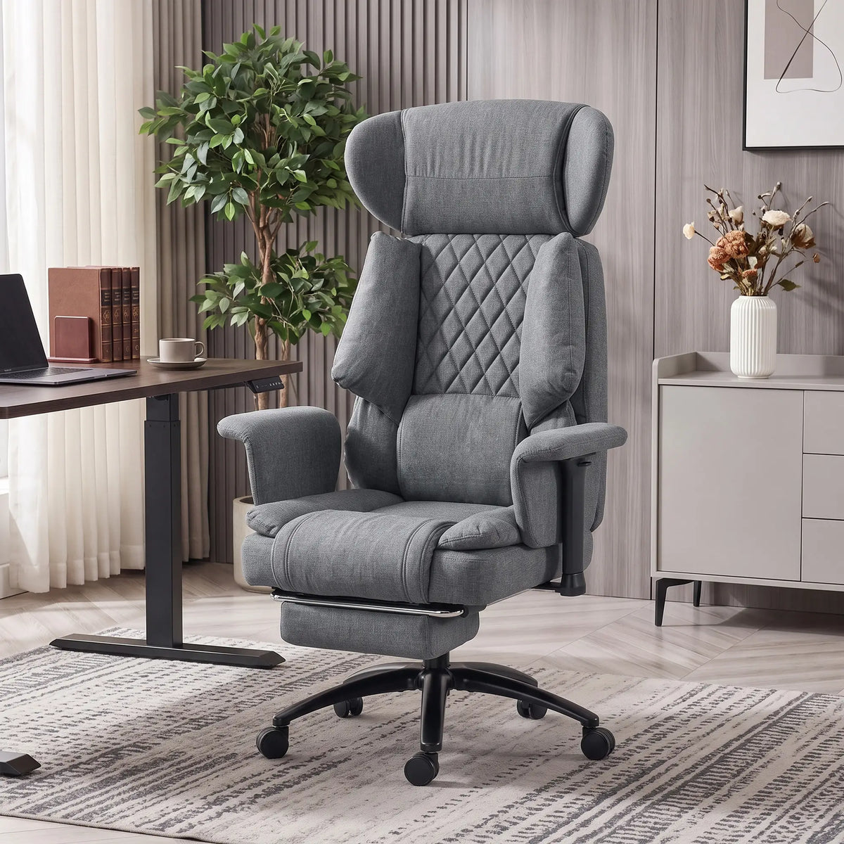Heavy Duty Office Chair, Footrest, Lumbar Support, Grey Executive & Manager Chairs at Gallery Canada