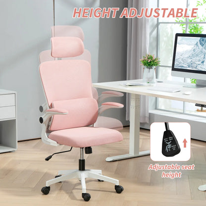 Mesh Office Chair, High Back with Headrest, Lumbar Support, Adjustable Height, Pink Executive & Manager Chairs at Gallery Canada
