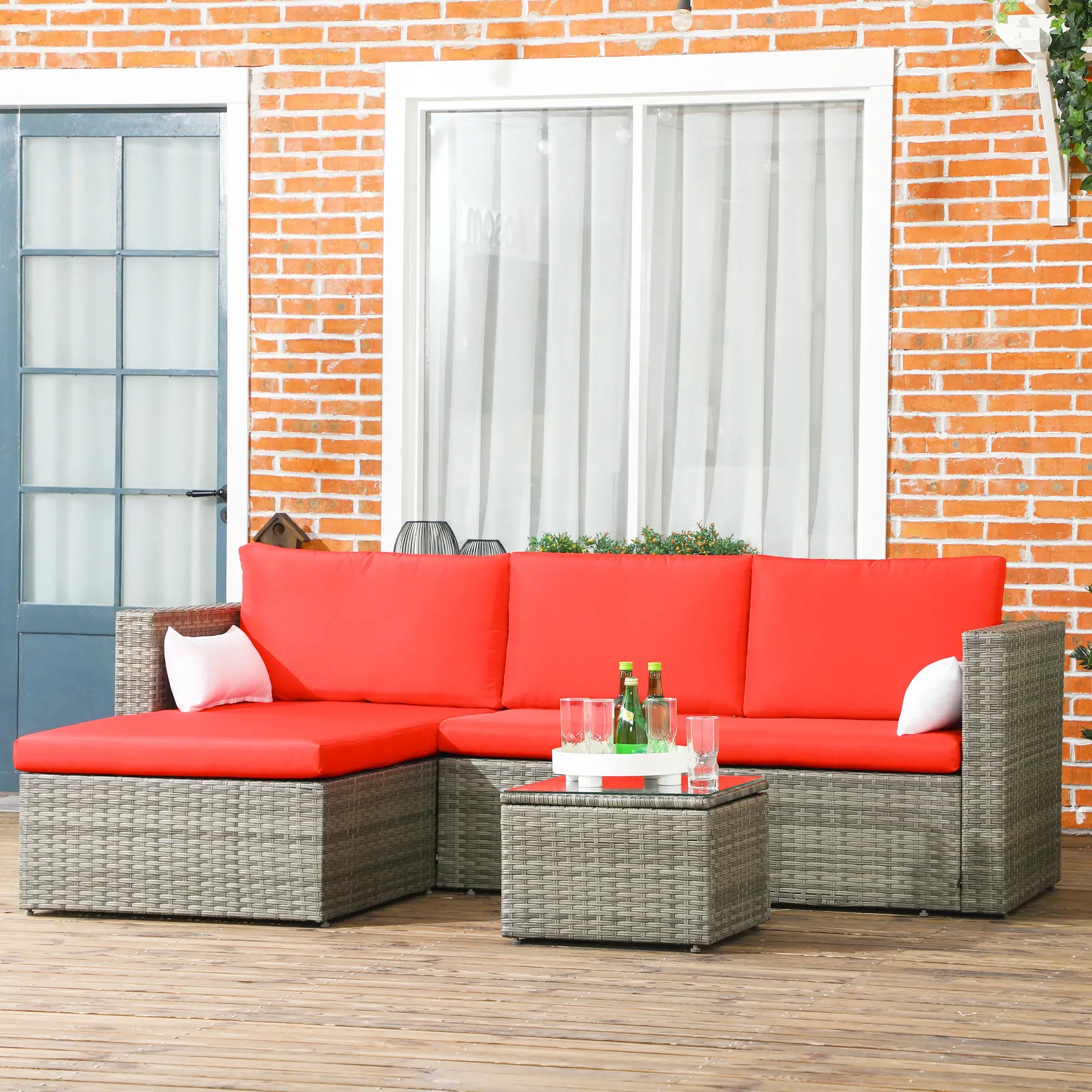 Modern Rattan Sofa Set, Wicker Patio Furniture with Coffee Table Patio Furniture Sets at Gallery Canada