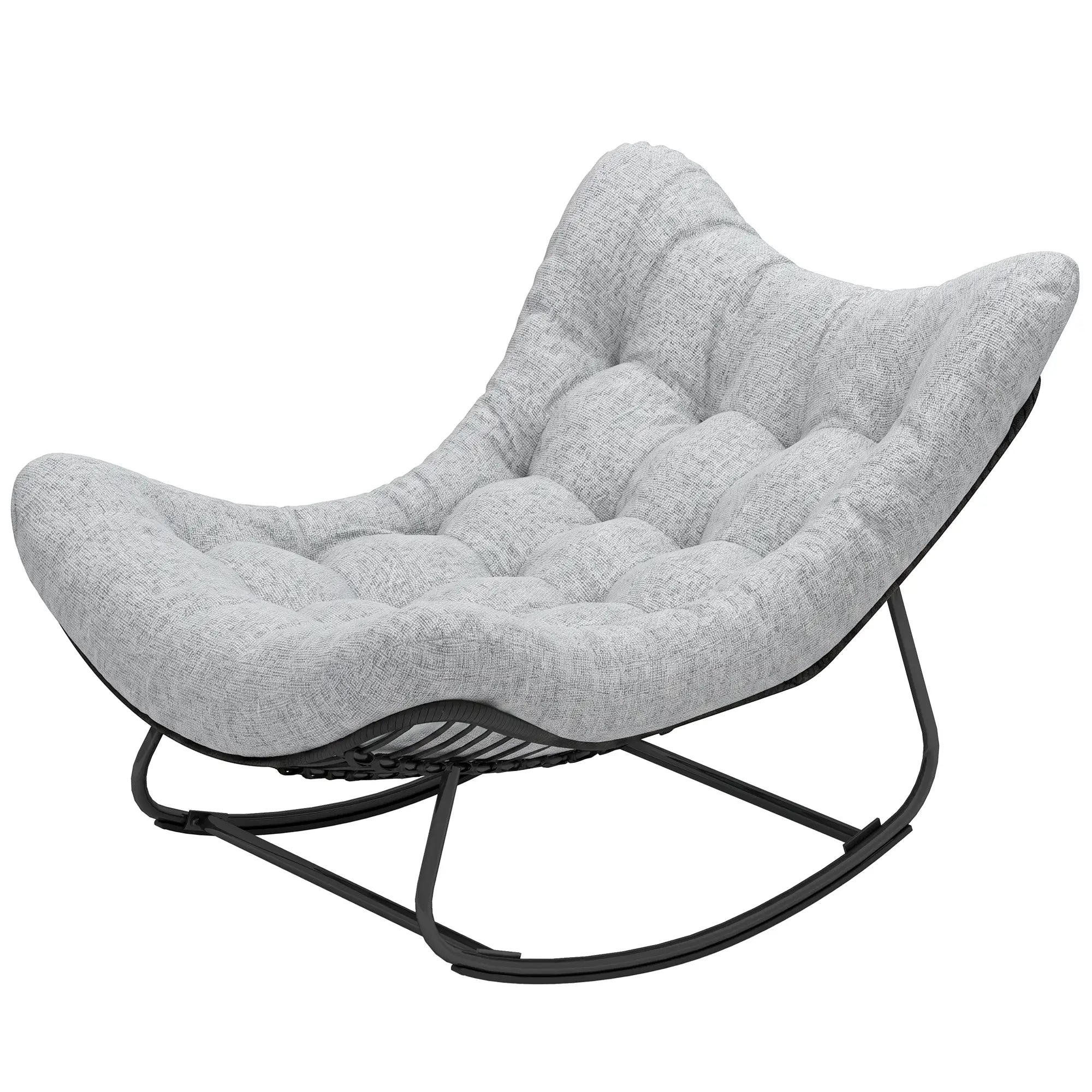 Oversized Rattan Egg Chair, Outdoor Rocking Chair with Cushion, Dark Grey Patio Chairs Dark Grey, Black, Grey at Gallery Canada