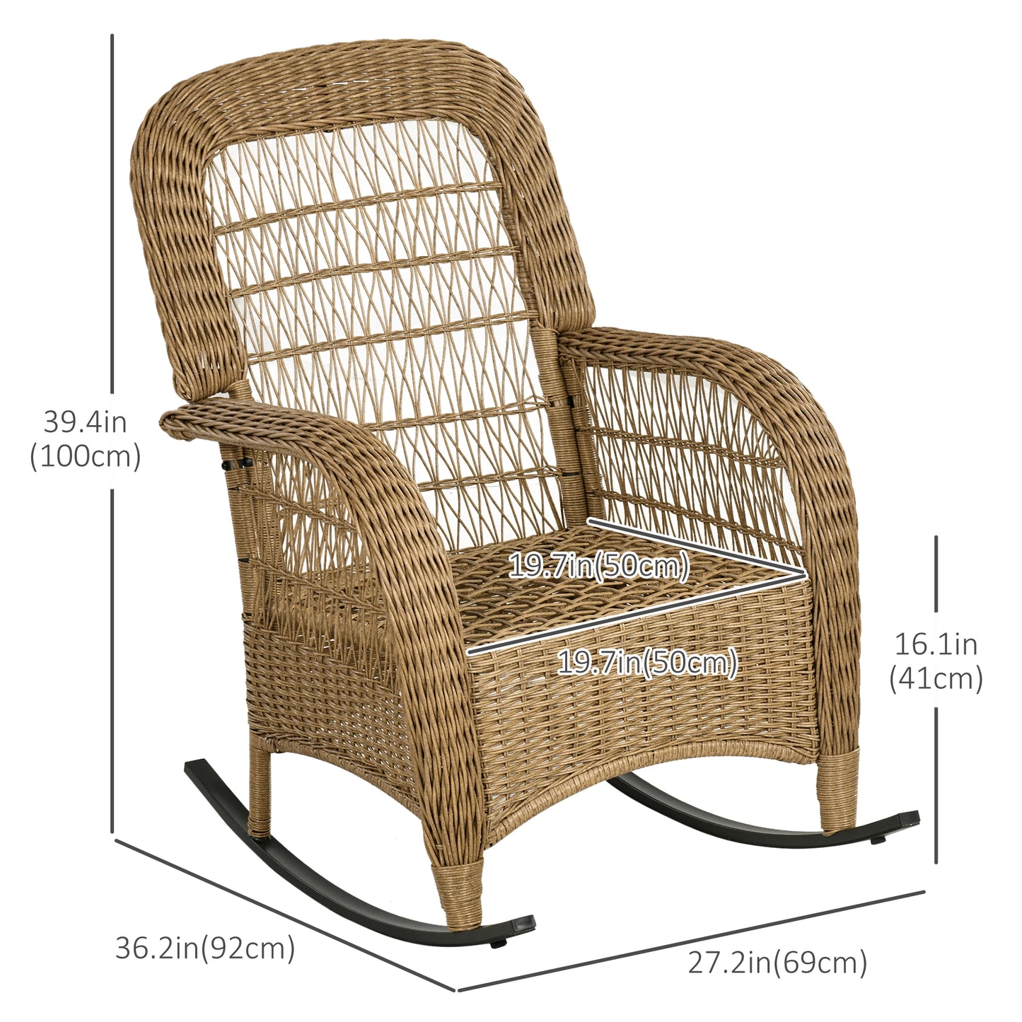 Rattan Rocking Chair With Cushion, Garden Porch Furniture, Light Grey Patio Chairs at Gallery Canada