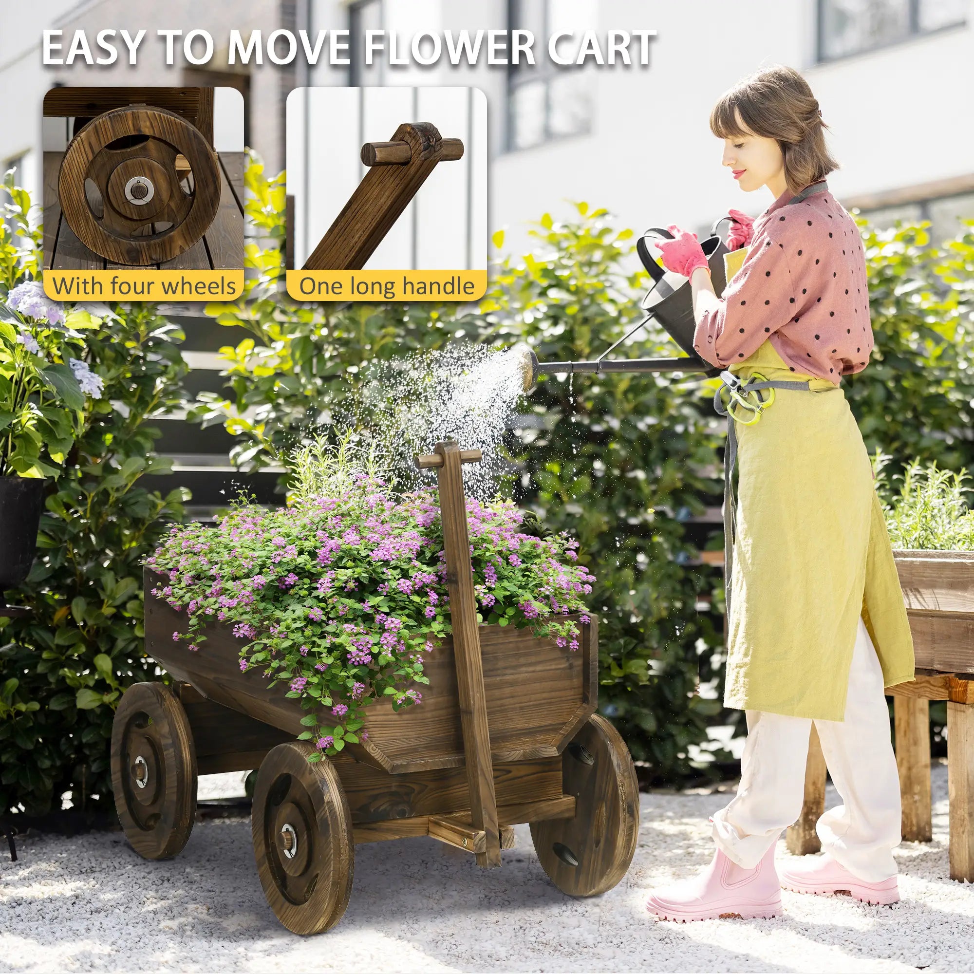 Wooden Raised Garden Bed, Flower Cart With Wheels, Outdoor Planters Wooden Planter Boxes at Gallery Canada