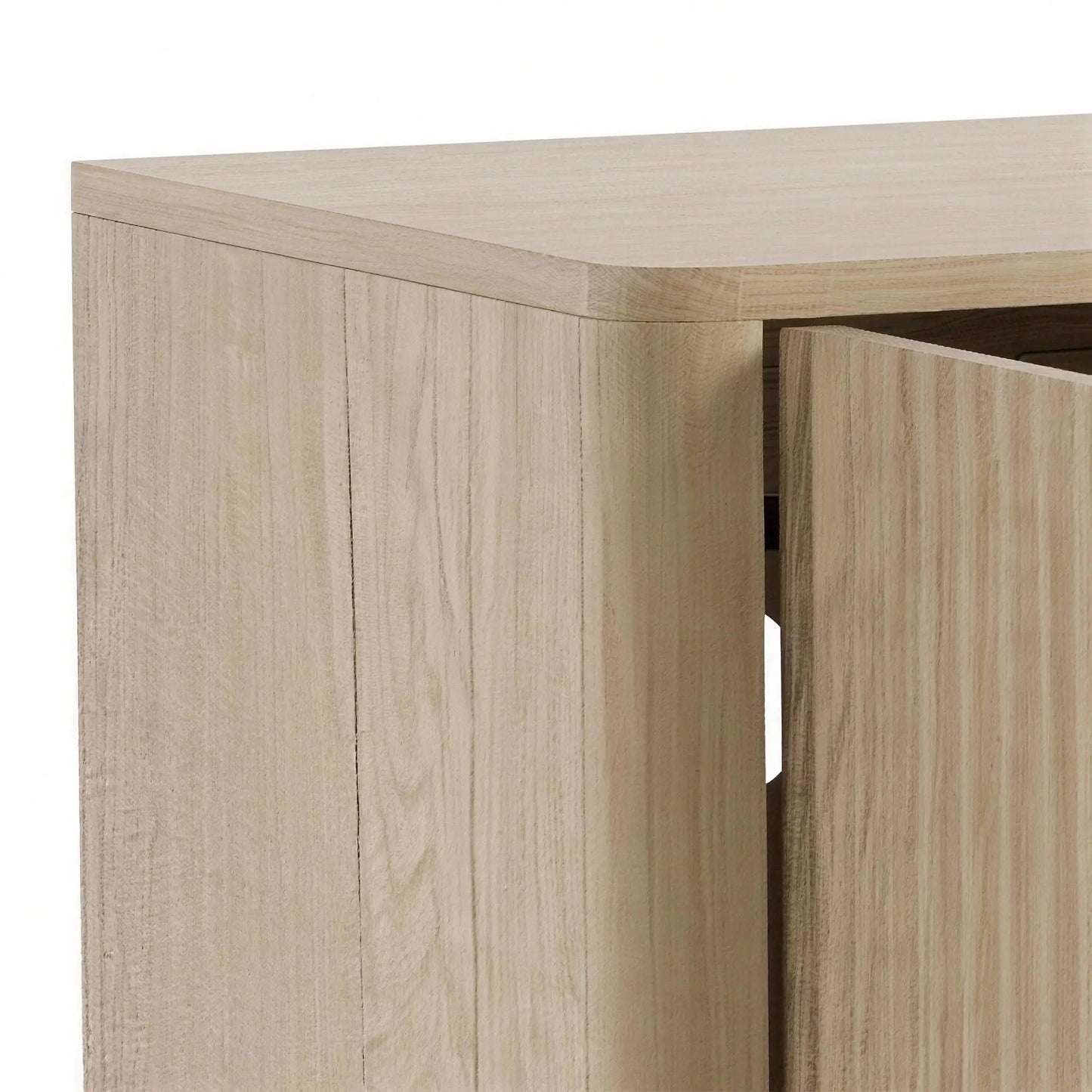 TV Stand for TVs up to 60", Modern Entertainment Center with Fluted Doors for Living Room, Oak