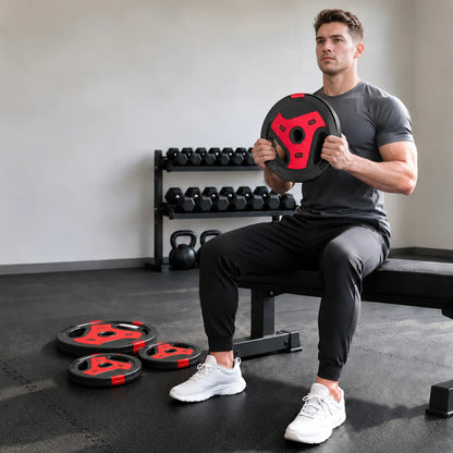 4-Piece 66 lbs Weight Plates Set, Sand-Filled with Handles, 1" Hole, Black, Black Dumbbells & Barbells at Gallery Canada