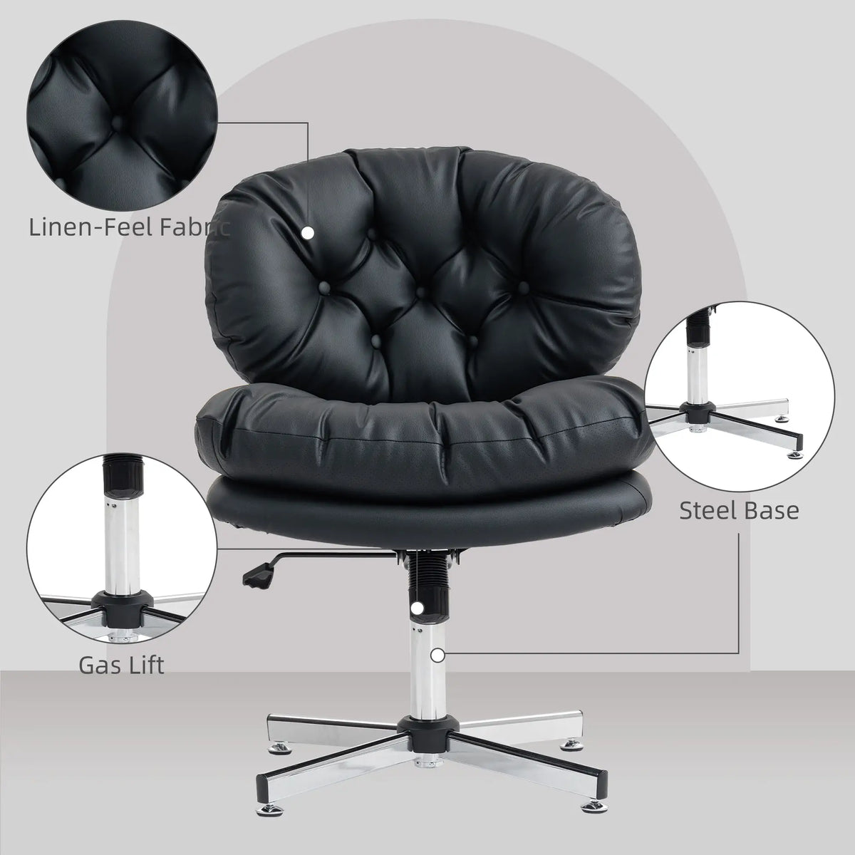 Armless Office Chair, Wide Padded Seat, Adjustable Height, Black Task Chairs at Gallery Canada