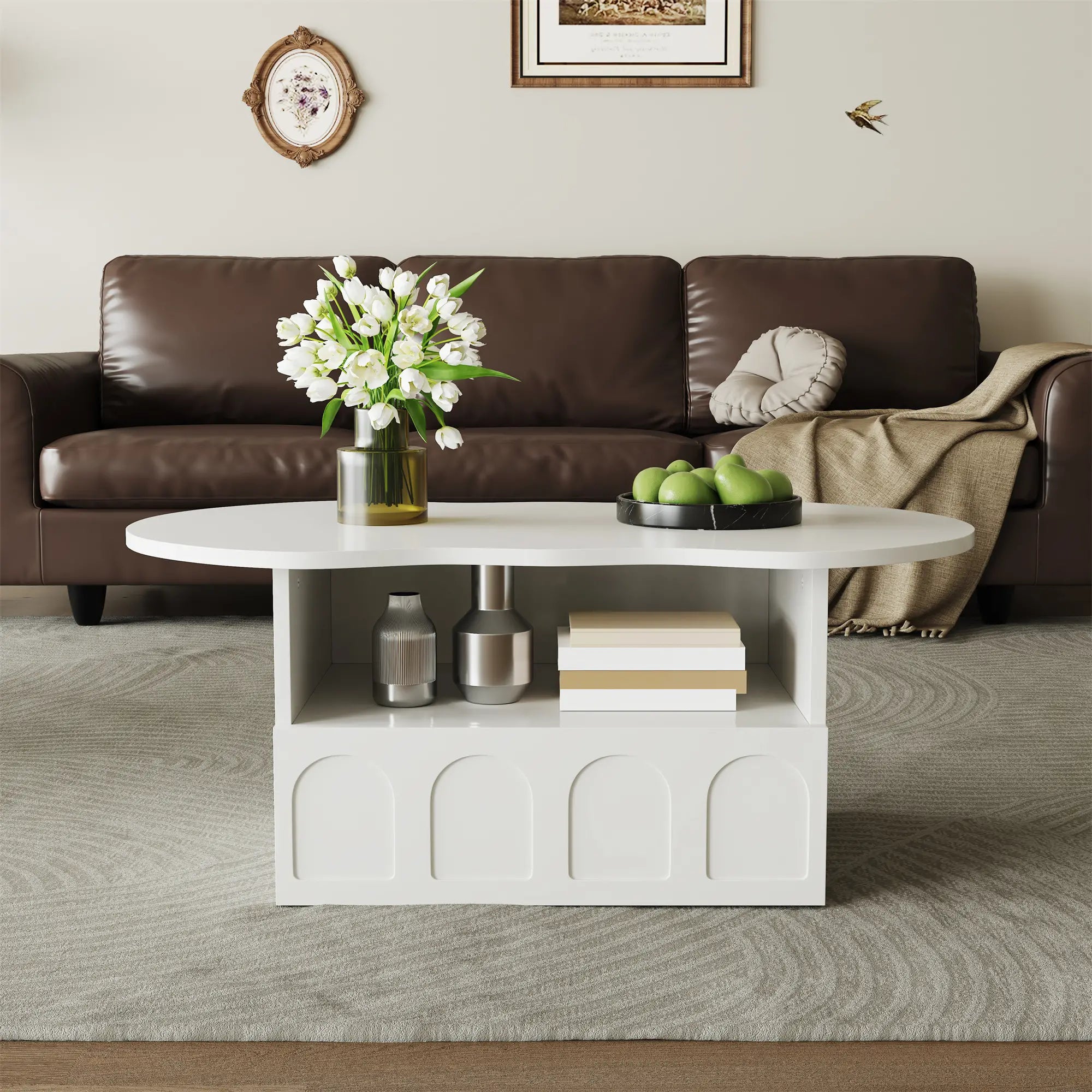 Coffee Table with Drawer, Open Storage, 39.5