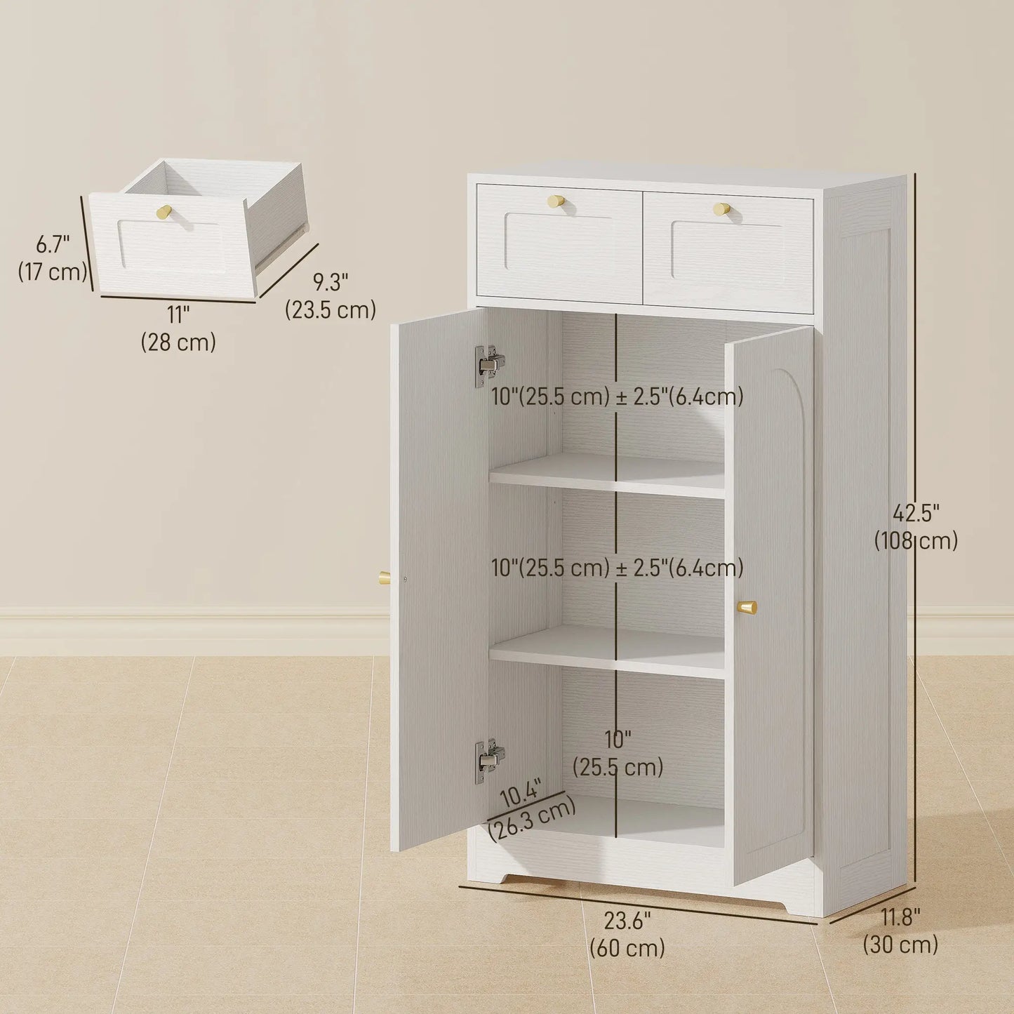 Bathroom Floor Cabinet With 2 Drawers, White Freestanding Bathroom Cabinets at Gallery Canada