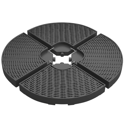 4PCs Cantilever Umbrella Base Weights, Wicker Effect HDPE, Black