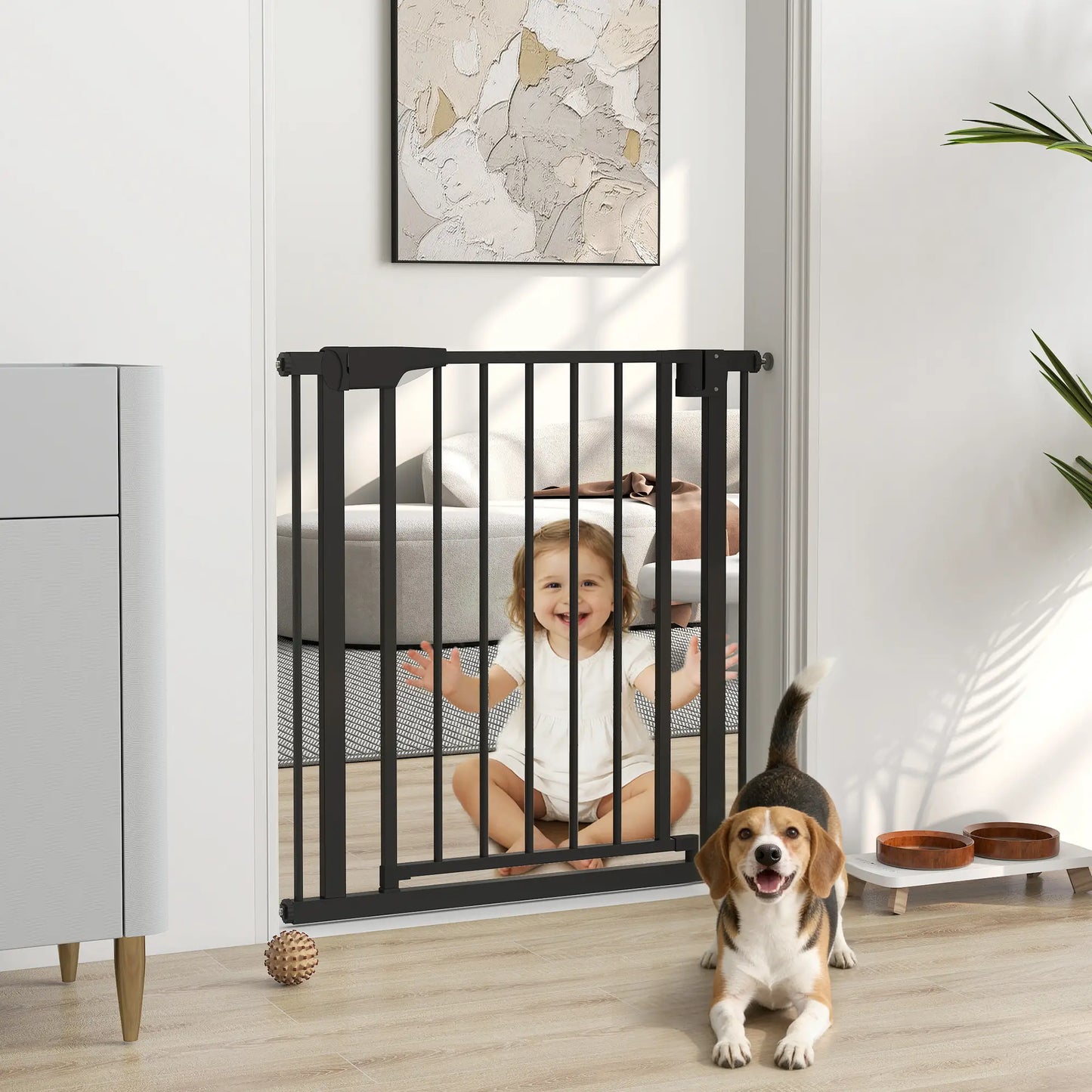 Baby Gate, Pet Safety Gate, 30"-32" Wide, Auto-Close, Black Pet Gates at Gallery Canada
