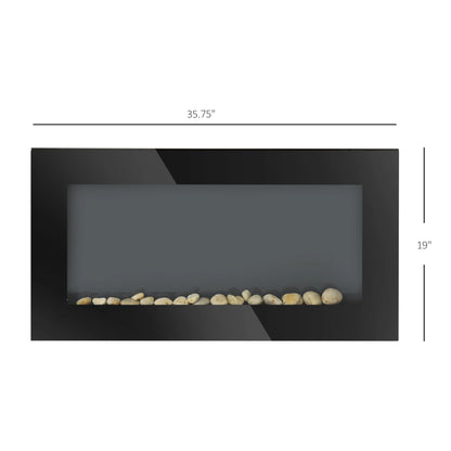 36" Wall-Mounted Electric Fireplace, 750/1500W, Flame Effect, 7 Color Light, Black Electric Fireplaces at Gallery Canada
