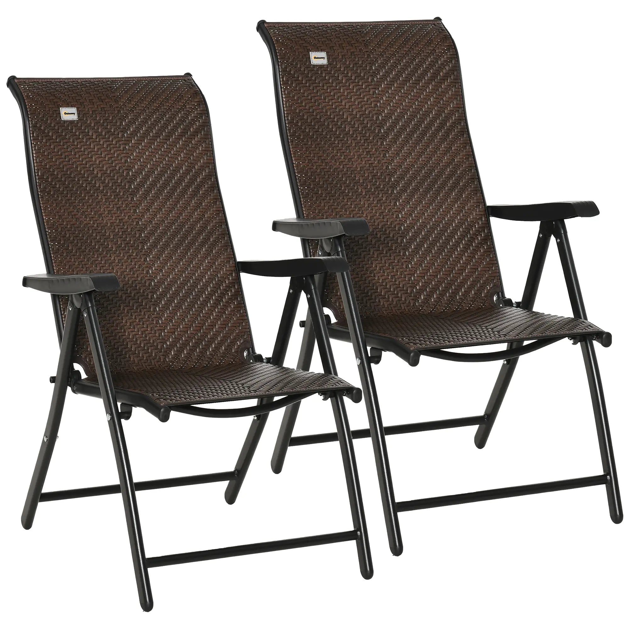 Rattan Reclining Folding Chair Set Of 2, Outdoor Wicker, Brown Foldable Chairs at Gallery Canada