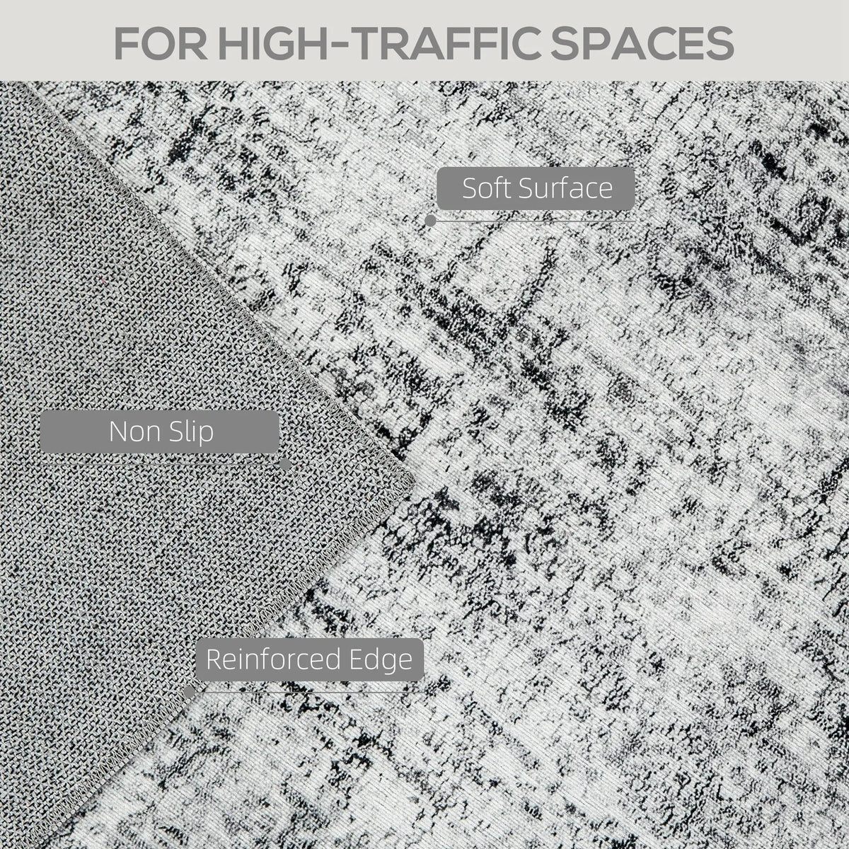 Modern Abstract Area Rug 8x10, Machine Washable, Non-Slip, Grey Living Room Furniture at Gallery Canada