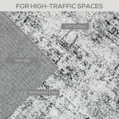Modern Abstract Area Rug 8x10, Machine Washable, Non-Slip, Grey Living Room Furniture at Gallery Canada
