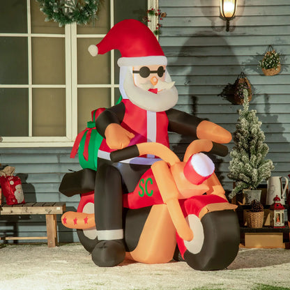 5.5' H Christmas Inflatable, LED Santa Claus Riding Motorcycle Christmas Inflatables at Gallery Canada