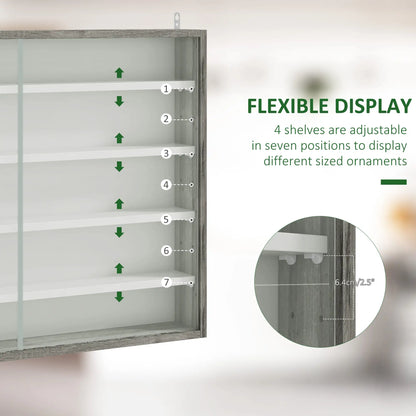 5-Tier Display Cabinet, Glass Curio Cabinet, White Display Bookshelves at Gallery Canada
