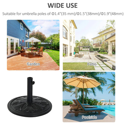29lbs Heavy Duty Umbrella Base, 19" Round Parasol Stand, HDPE Cement, Black Umbrella Bases at Gallery Canada