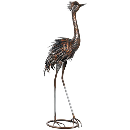 Garden Statue, Heron Standing Sculpture, 12.2"W x 7.1"D x 28"H, Silver Tone Garden Decor at Gallery Canada