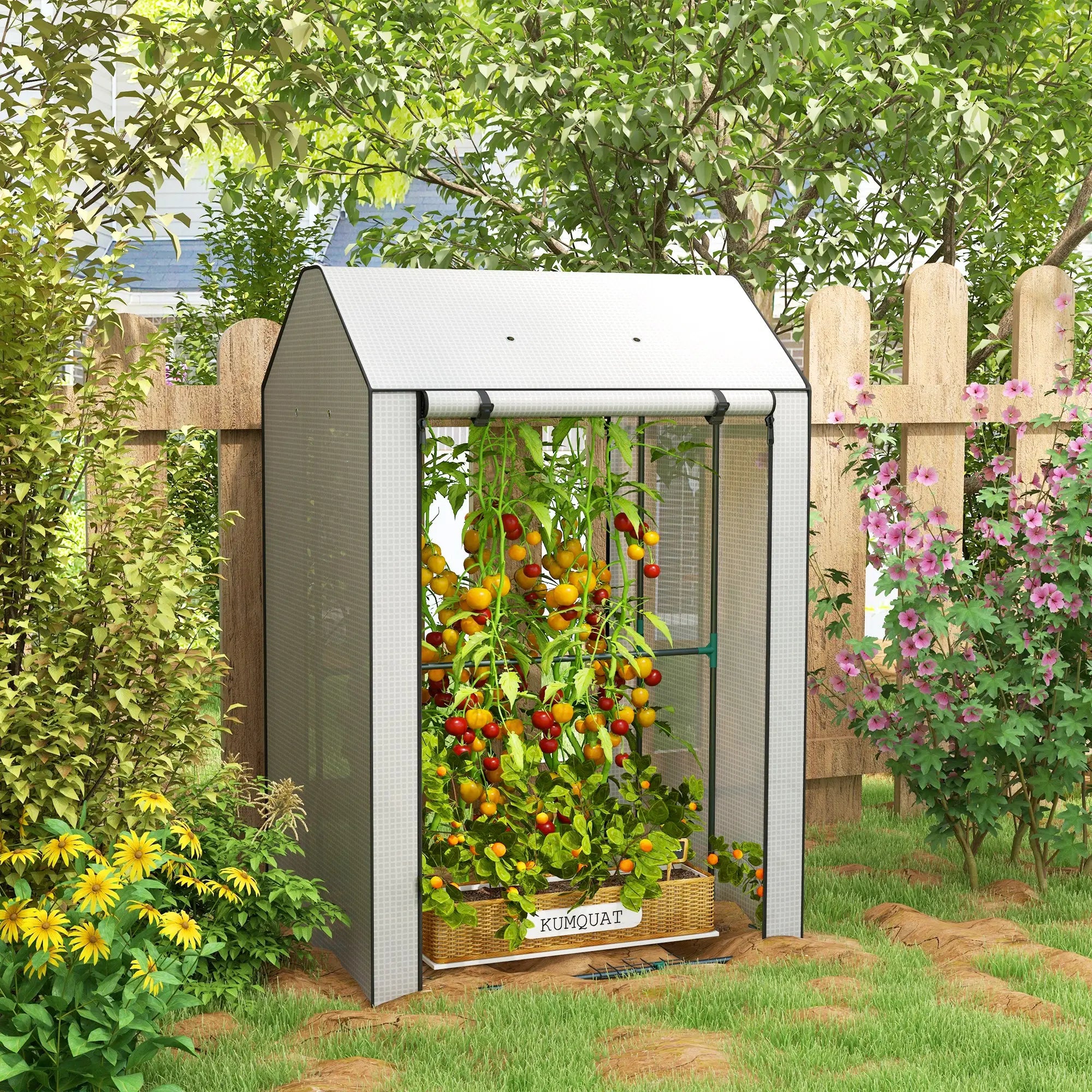 Mini Greenhouse With 4 Wire Shelves, Portable, 39.4