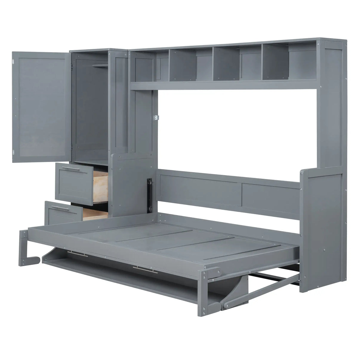 Murphy Bed with Closet, Drawers, 112" L x 21.5" W x 78.5" H, Grey Bed Frames at Gallery Canada