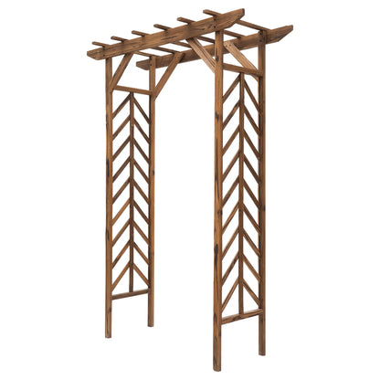 79" Arched Plant Trellis, Pergola Style Roof, Fir Wood Frame Garden Arches Carbonized at Gallery Canada
