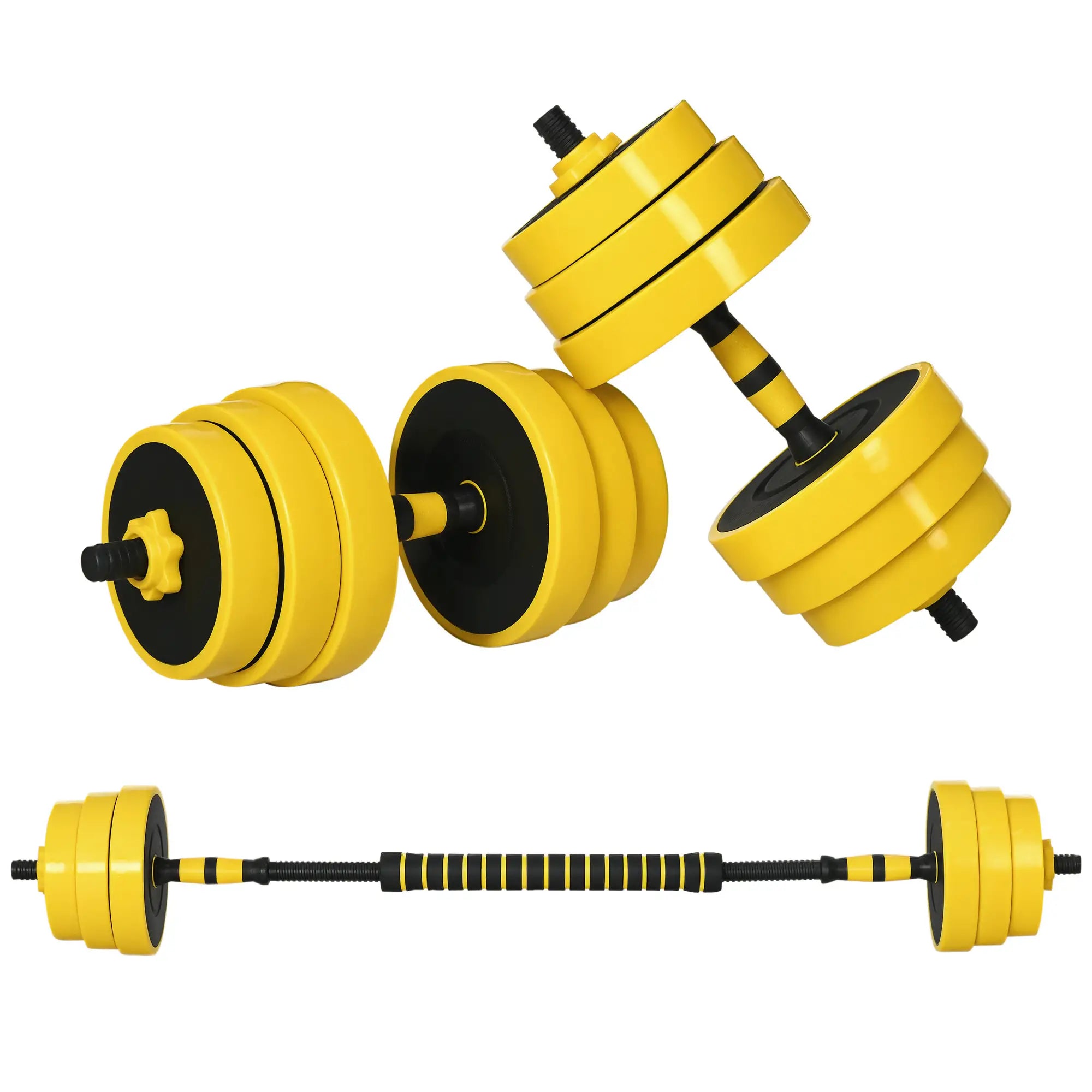 Adjustable Dumbbell Barbell Set 66lbs, Strength Training, Home Gym Dumbbells & Barbells Black and Yellow at Gallery Canada