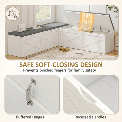 L-Shaped Shoe Bench With Padded Cushion, White Shoe Storage Cabinets & Racks at Gallery Canada